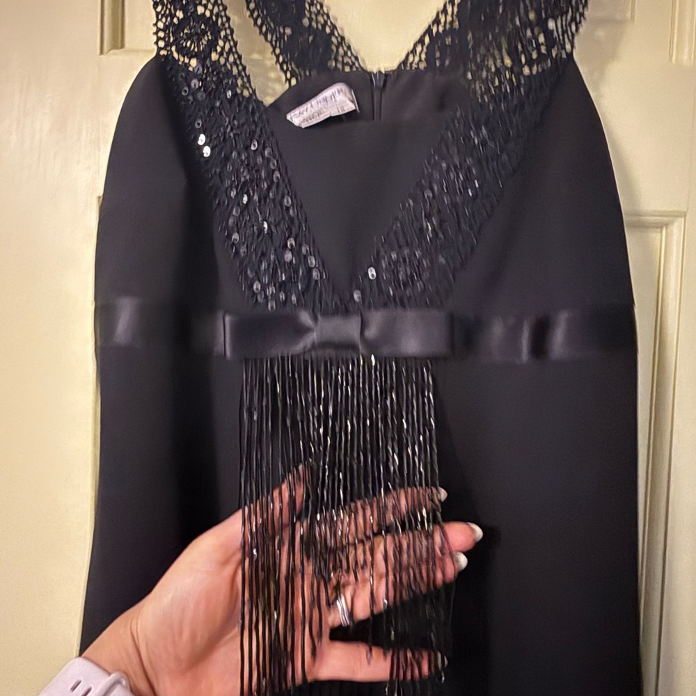 Kay Unger Black Sequin Dress